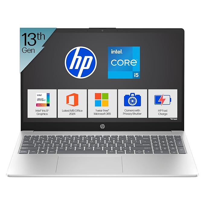 HP 15, 13th Gen Intel Core i5-1334U (16GB DDR4, 512GB SSD) Anti-Glare,...